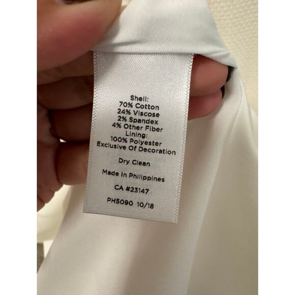 Talbots NWT Plus Size 22W Dobby Weave Piped Sleeveless White Classy Sheath Dress - Picture 6 of 9